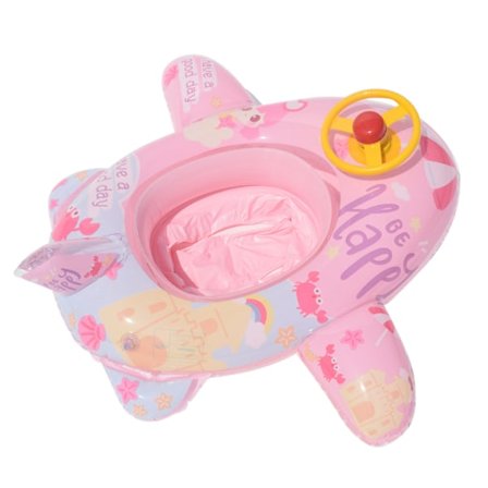 Baby Pool Float med säkerhetssäte ratt tecknad flygplansformad uppblåsbar simring för barn pool simträning hjälpmedel rosa