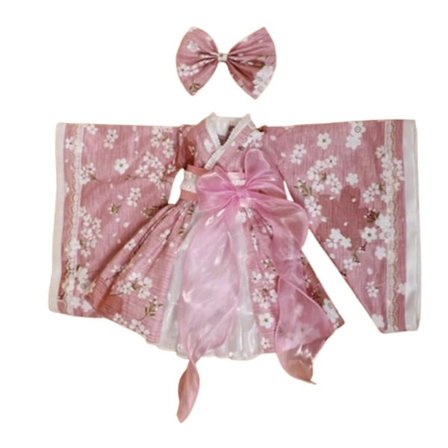 1/3 SD BJD-nuken asu vaatteet vaaleanpunainen paranneltu kimono mekko + päähine