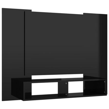 Vidaxl Väggmonterat Tv-skåp Svart Högglans 120x23,5x90 Cm Spånsk Svart