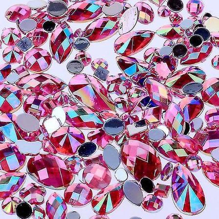 Ros Röd AB Diy Icke-hotfix Flatback Akryl Nagelstenar Rhinestones Pärlor För 3d Nagelkonst