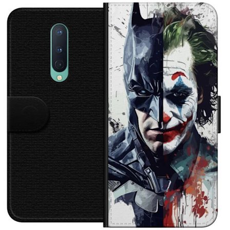 Yhteensopiva Lompakkokotelo OnePlus OnePlus 8 Jakettu muotokuva Batmanista ja Jokerista dramaattisessa kuvituksessa, kuvankaunis supersankariteema tum