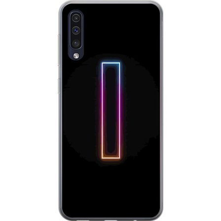 Kompatibelt Mobildeksel til Samsung Samsung Galaxy A50 Minimalistisk neonbokstav I i regnbuefarger mot mørk bakgrunn
