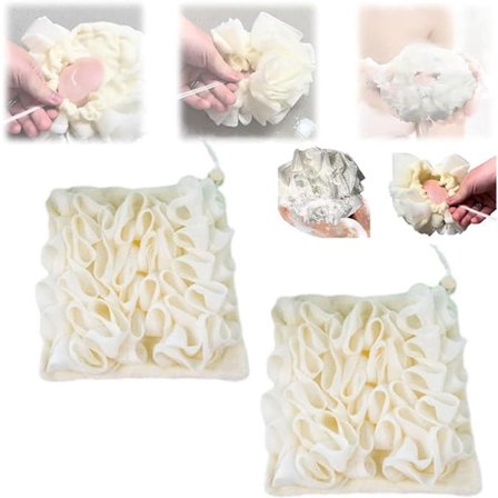 Dusjpute 2 stk. Svamper Badesvamp Avslappende Badeskrubbesvamp Myk Svamp Dusjsvamp og Vaskeklut med Snor Massasjesvamp Hvit