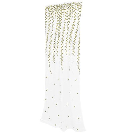 Lehtikuviolliset läpikuultavat verhot, tyylikäs voile-verho rottinkikuvioinnilla tyttöjen huoneeseen, puuvillaa, 1 kpl, luonnollinen valonhajonta [D]