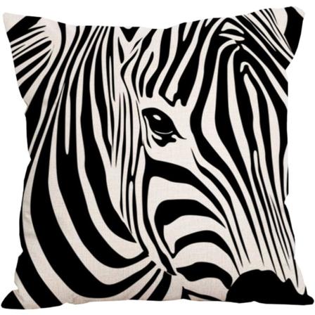 Dekorativt pudebetræk i bomuldslinned med zebramønster, firkantet pudebetræk med dyreprint til sofa, soveværelse, stue (18 x 18 tommer, Zebra5)