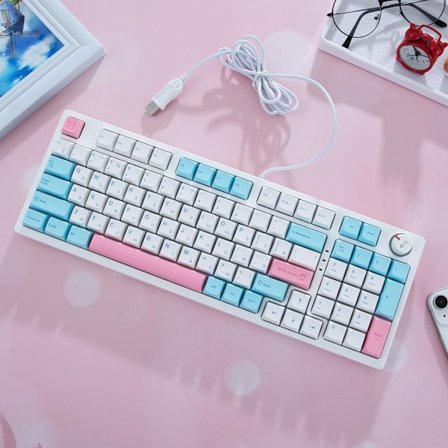 Gaming Mekanisk Tastatur Russisk LED Bakgrunnsbelyst 96 Taster Kablet Knapp Bærbar Mekanisk Tastatur for Bærbar Datamaskin PC Gamer