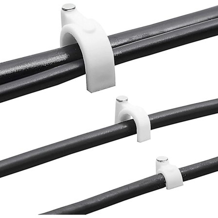 500 stk. kabelclips med søm, ledningsclips til vægmontering af ledninger, hjemmebiograf, kontor (5 størrelser, hvid)