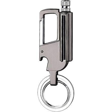 Utendørs overlevelseslighter, nøkkelring, overlevelsessett for nødsituasjoner med flintlighter, påfyllbar bensinlighter, flaskeåpner og turkrok