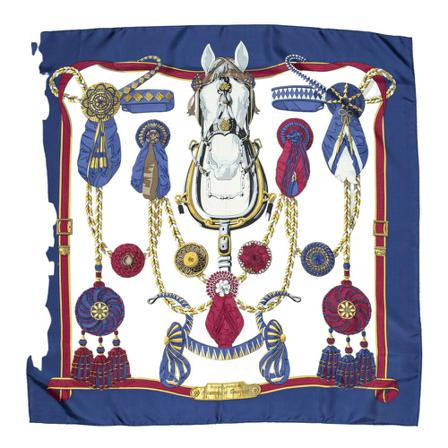 Hermès Vintage, Pre-owned Scarf Blauw, Dames, Maat:ONE Size,Zilver