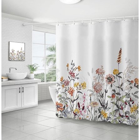 Duschdraperi Anti Mögel Vattentät Polyestertyg Tvättbar Blomväxt 180 X 200cm Duschdraperi För Badkar Spa Våtrum