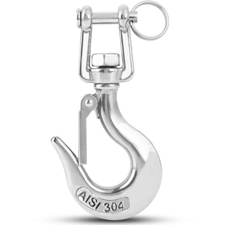 Kraftig Lyftkrok Last Drag Lyftkedja Säkerhetskrok Vinsch Släpvagn Stål Schackel Säkerhetsspärr Lyft Rostfritt Stål 3/16 Tum 150kgf