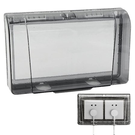 Vanntett Utendørs Strømuttak Deksel - 86 Vanntett Veggmontert 2-veis Støvtett Bryter For Bad, Hjem, Utendørs, Svart Transparent, 20 X 12.4 X-