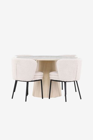 Venture Home - Lanzo matbord med Agnes matstol - Vit - Matgrupp 4 personer - Från Homeroom