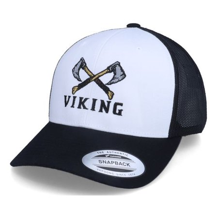 Vikings - Vit trucker Keps - Axe Cross Logo Retro White/Black Trucker @ Hatstore