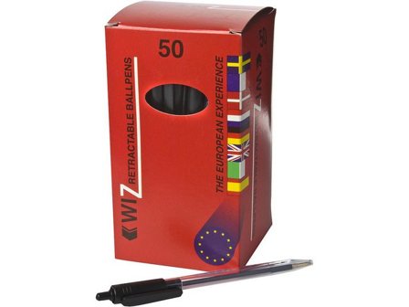 Kulpenna, Wiz, transparent skaft, svart bläck - Lyreco - Kontorsmaterial - Pennor - Kulpennor