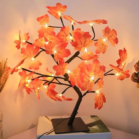 Maple Leaf Lys: Efterårsdekoration Lys med 24 LED, USB Maple Leaf Lys, Maple Leaf Lys