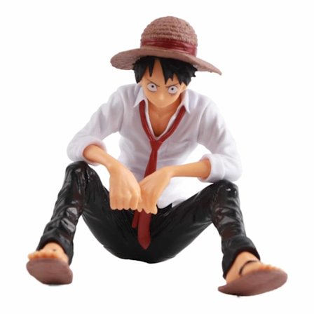 Animefigurer av Luffy som sitter, dukkeleketøy, dekorasjoner, Luffy PVC-actionfigurmodell, bil, soverom, nattbord