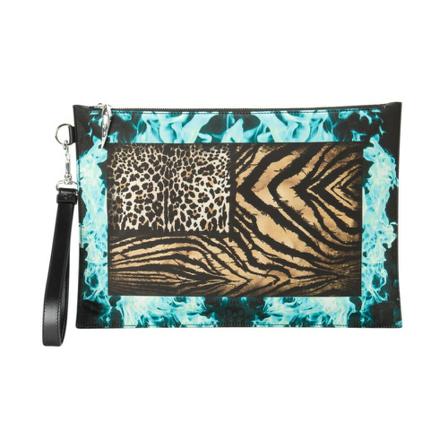 Roberto Cavalli, Clutch Blauw, Dames, Maat:ONE Size,print