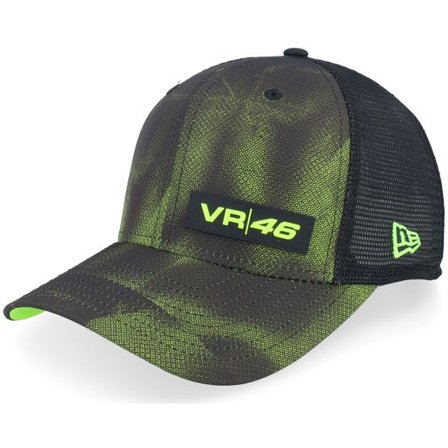 New Era - Motor Svart trucker Keps - VR46 Halftone All Over Print 9FIFTY Ss Vr46 Black/Neon Green Trucker @ Hatstore