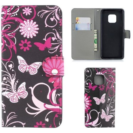 Plånboksfodral Huawei Mate 20 Pro - Svart med Fjärilar