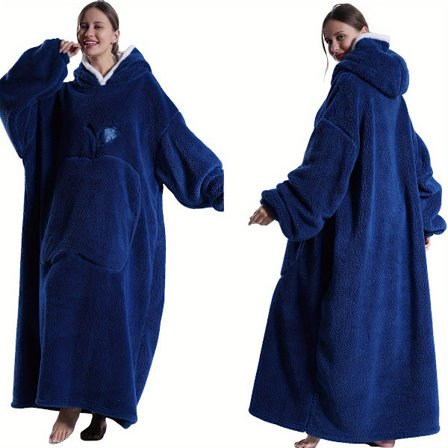 Varm Tyk Vindtæt Hætteklædt Morgenkåbe | Par Flannel Tæppe med Apple Lomme, Velegnet til Indendørs og Udendørs Brug