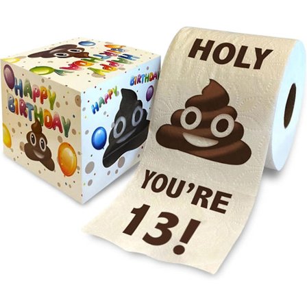 Trykt TP Holy Poop You're 13 Trykt toalettpapir Gag-gave - Gratulerer med 13-årsdagen Morsomt toalettpapir for beste spøk