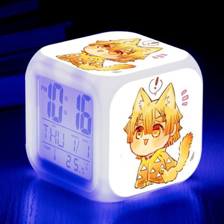 Wekity Anime Vækkeur One Piece LED Firkantet Ur Digital Vækkeur med Tid, Temperatur, Alarm, Dato