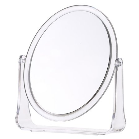 Reversibelt lille toiletspejl, drejeligt badeværelsesspejl til rejser, makeup, øjenbryn, barbering - 15 cm med 360° transparent drejelig stativ.