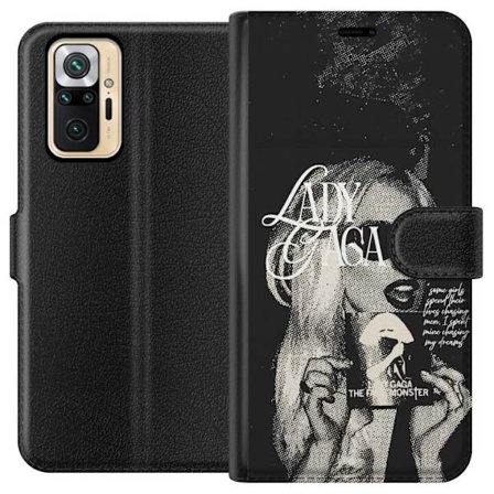 Kompatibelt Lommeboketui til Xiaomi Redmi Note 10 Pro Lady Gaga svart-hvit retroplakat med solbriller og popkonst-estetikk