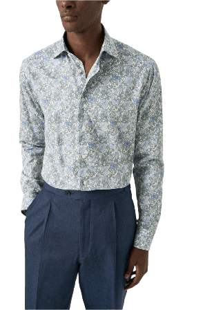 Eton Blommig Signature Twill-skjorta Slim Fit Skjortor Herr Grön 43