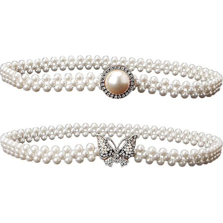 Perle Midjebånd Elastisk Bryllup Brudbelte Med Rhinestone Krystall Sash Brudepike Kjole Belte Midjebånd 2stk