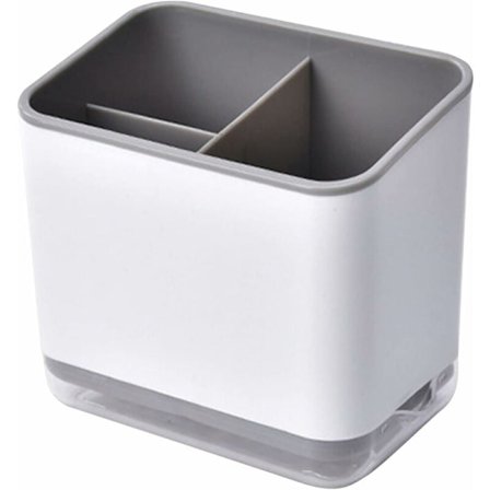 Køkkenbestikholder, bestikholder, multifunktionel bestikholder med 3 rum til afdrypning af bestik (grå)