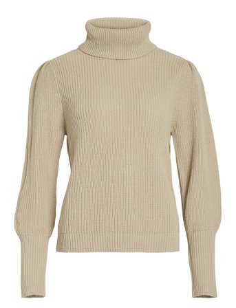 Vila Vilou New Rollneck L/S Knit Top - Noos - Beige - XL