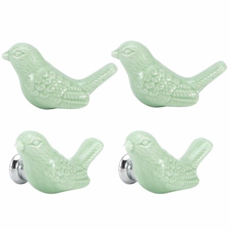 4-pak Fugleformede Keramiske Knapper DIY Dør Skuffeskab Trækhåndtag Møbeltilbehør Møbel Køkkenhåndtag Knapper og Træk Skabsknop (Grøn)