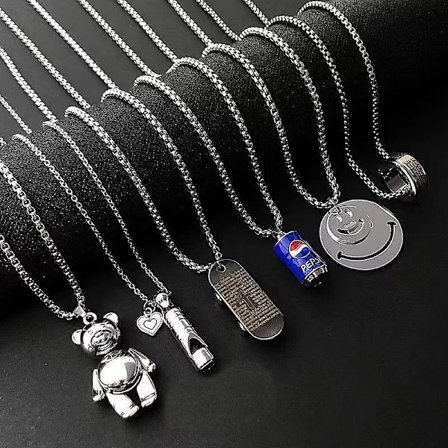 6 st titanstål halsband herr trendigt märke mångsidig nyckelben kedja lätt lyx nisch design high-end kubansk hänge halsband accessoarer