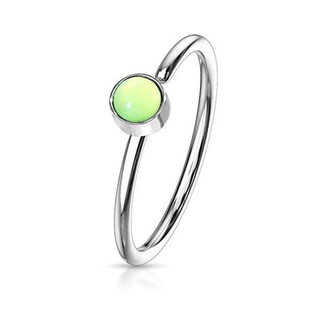 1Näspiercing ring i 316 stål med "Glow in the dark" Grön sten