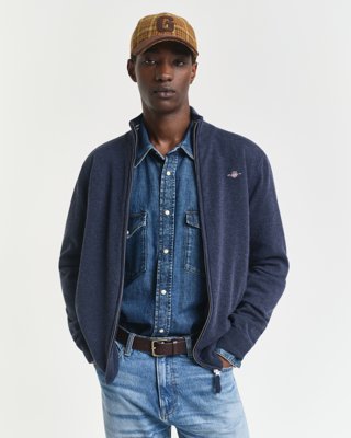 GANT - Cardigan i lammeull til herre dark navy melange