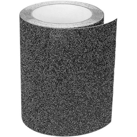 Sklisikker tape med lim for trapper, friksjon, slipende sikkerhet, trappetrinn, innendørs, utendørs, høy friksjon, 15 cm x 5 m, Svart-C