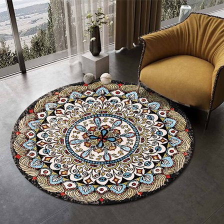 Rund Area Matta Mandala Mattor för Sovrum Badrum Tvättad Halksäker Cirkel Golvmattor Chic Bohemian Heminredning Mattor - Stil 4