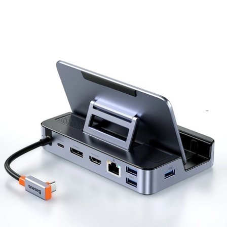 USB C Dockningsstation för Steam Däck Nintend Switch Typ C till 4K@60Hz DP HDMI-kompatibel Gigabit Ethernet