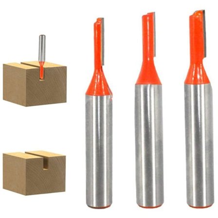 8mm lige fræser, 3 stk. hårdmetal fræsere, enkeltfløjte lige fræser til træ - 3mm/4mm/5mm