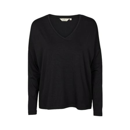 Basic Apparel Joline LS V-neck Sort, Dame Langærmet