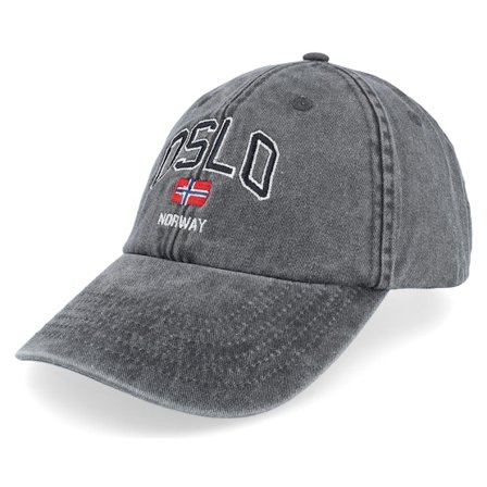 Iconic - Oslo Norway Washed Black Dad Cap Unconstructed Black Cap - @ Hatstore