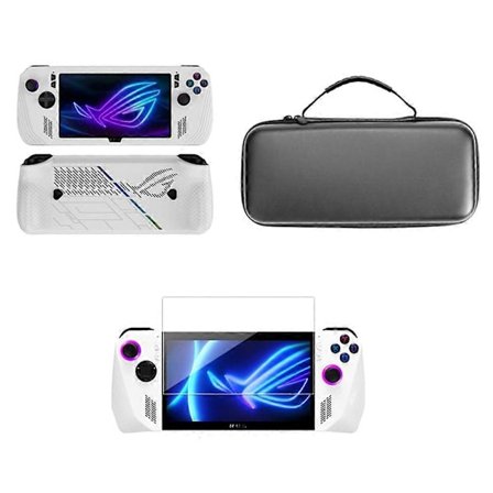 Type A 3-in-1 -paketti Asus ROG Ally X:lle, silikonisuojus, kannettava matkakotelo karkaistulla lasilla