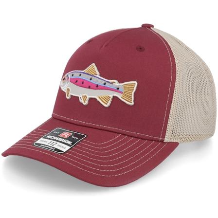 Skillfish - Červená trucker Kšiltovka - Rainbow Trout Applique 112 Cardinal/Tan Trucker @ Hatstore
