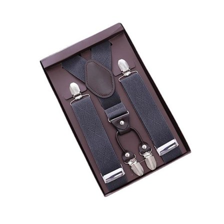 Y-formad hängslen med 4 clips för män, högelastiskt bälte