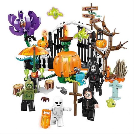 Halloween Byggeklodser Legetøjssæt, Spøgelsesminifigur til Børn i Alderen 6-14, Kreativ Festgave