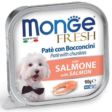 Monge Fresh Paté Bocconcini Con Salmone Cibo Umido Per Cani