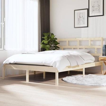 Vidaxl Sängram Massivt Trä 135x190 Cm Brun