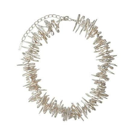 Eytys, Malibu Matt Silver Necklace Wit, unisex, Maat:ONE Size